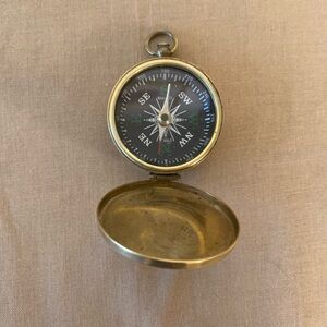 Antique Brass Compass with Lid